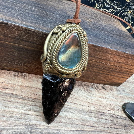 Handmade Natural Black Obsidian Knife pendant/Magic Obsidian Witch Wand Blade necklace/amulet pendant/Manifest Altar Tool