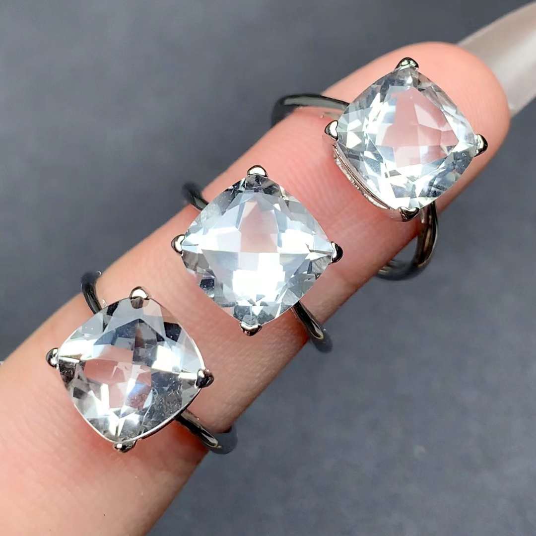 Large grains Clear Quartz ring Copper Adjustable crystal ring