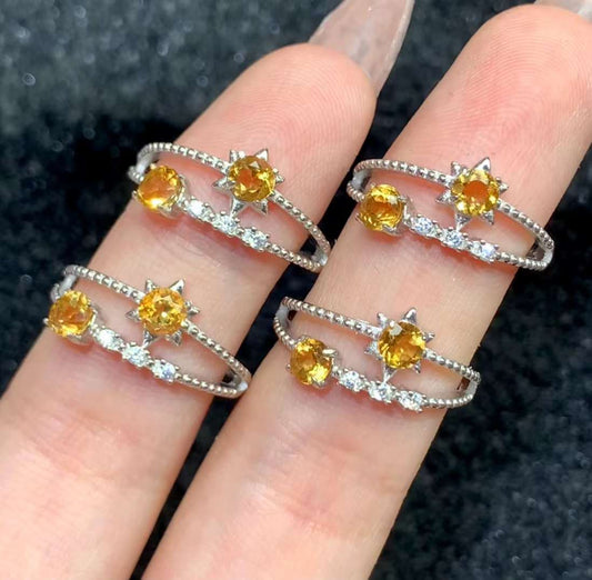 Citrine ring 925 silver ring Adjustable crystal ring gemstone ring