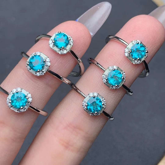 Paraiba Topaz ring Copper Adjustable crystal ring