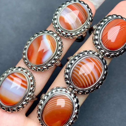 large-grain carnelian ring Copper Adjustable crystal ring