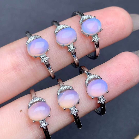 stars and moon White opalite ring Copper Adjustable crystal ring