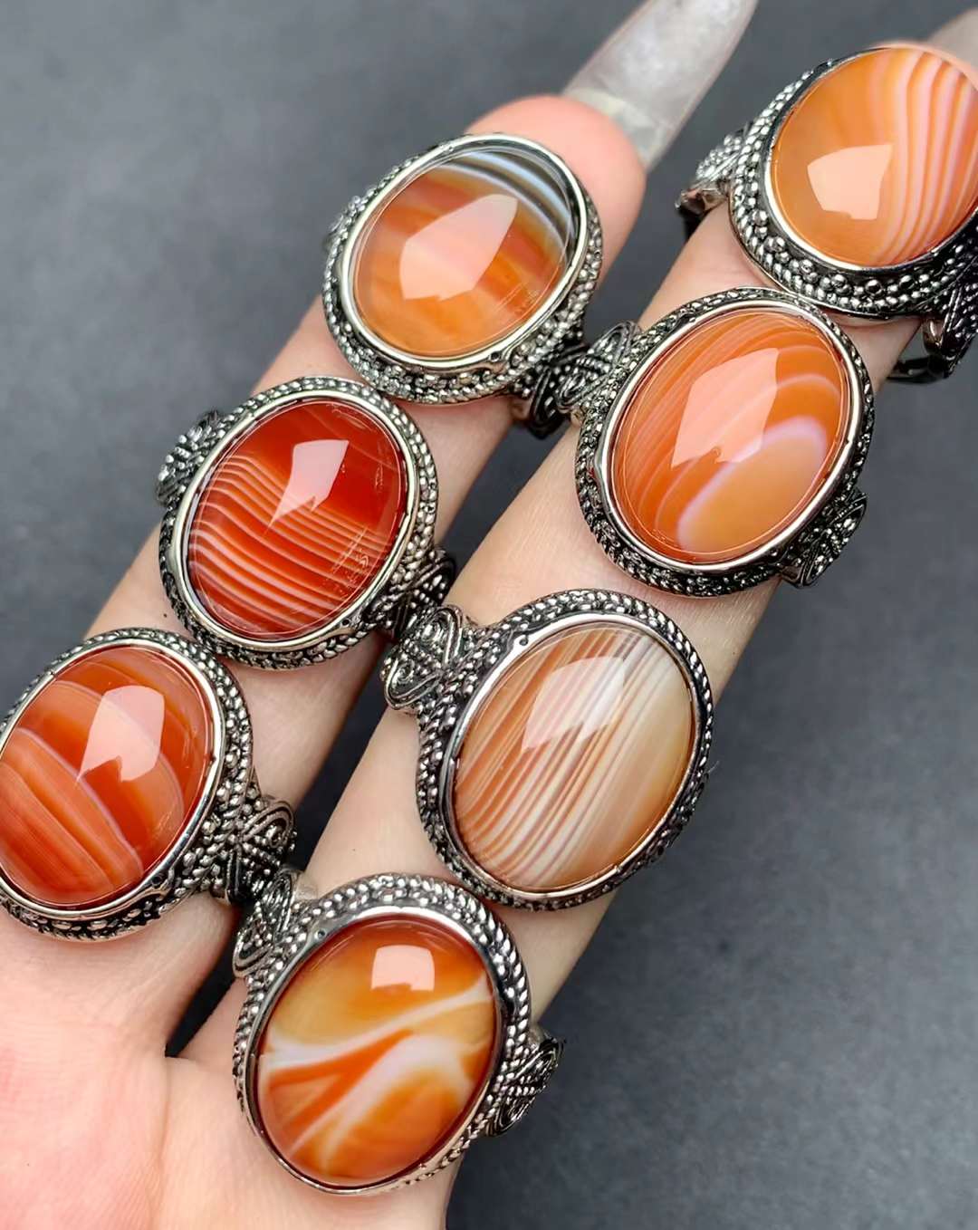 large-grain carnelian ring Copper Adjustable crystal ring