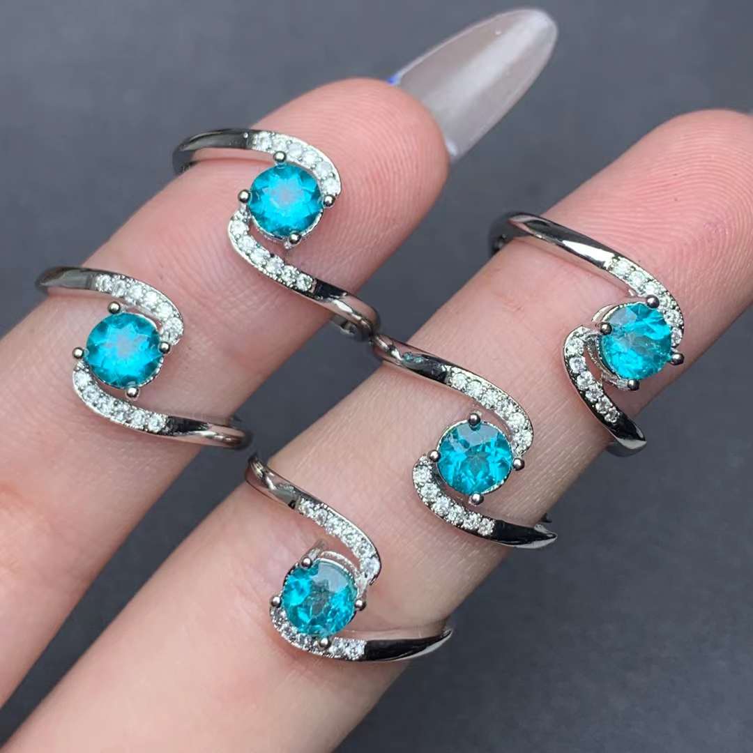 Paraiba Topaz ring Copper Adjustable crystal ring