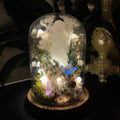 Eternal Light Guardian: Clear Quartz Angel & Mushroom Forest Preserved Flower Night Light