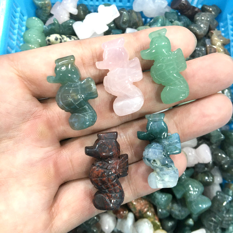 5 pcs Hippocampus japonicus/sea horse Carving Natural crystal carved 1 inch mini animal carving