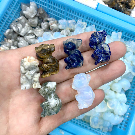 5 pcs Monkey Carving Natural crystal carved 1 inch mini animal carving