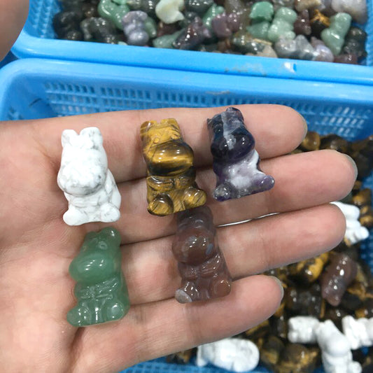 5 pcs Hippo Carving Natural crystal carved 1 inch mini animal carving