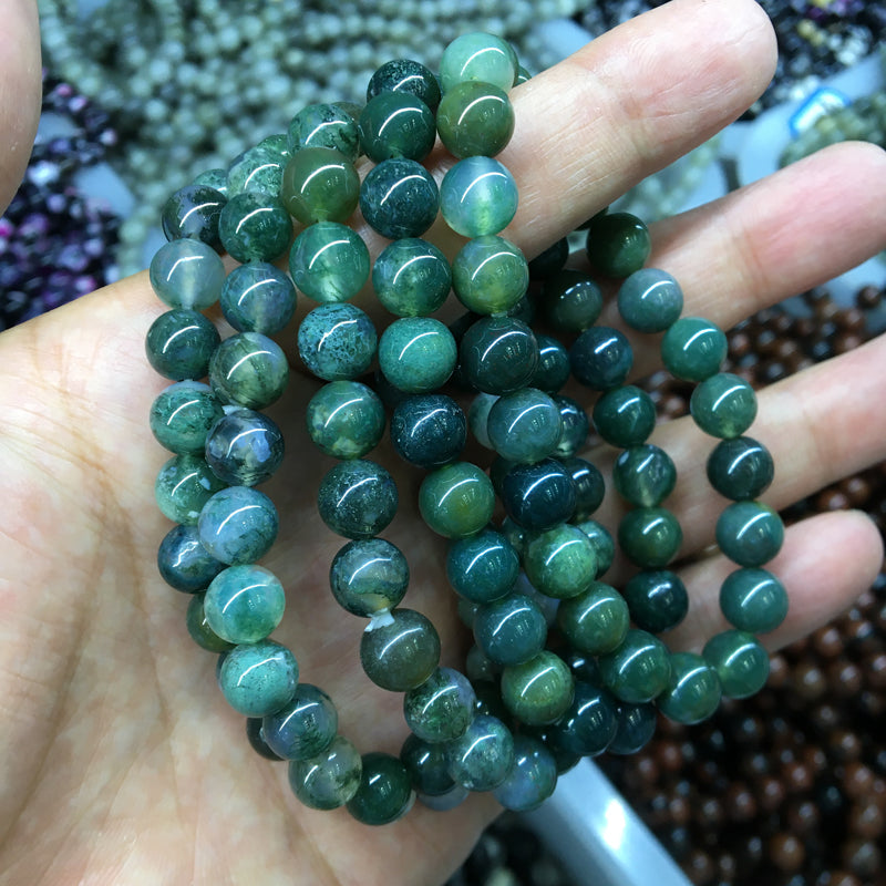 moss agate Bracelet Natural 8mm Gemstone Bracelet crystal bracelet