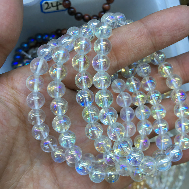 Aura Clear Quartz Bracelet 8mm Gemstone Bracelet crystal bracelet