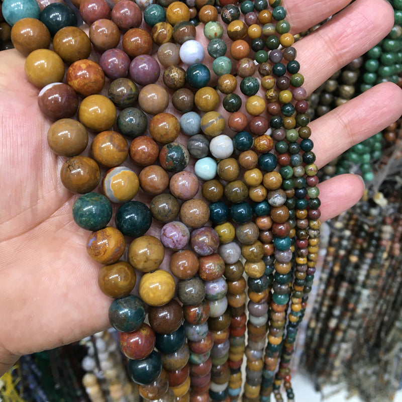 ocean jasper round beads Natural Gemstone Beads crystal DIY beads 15''