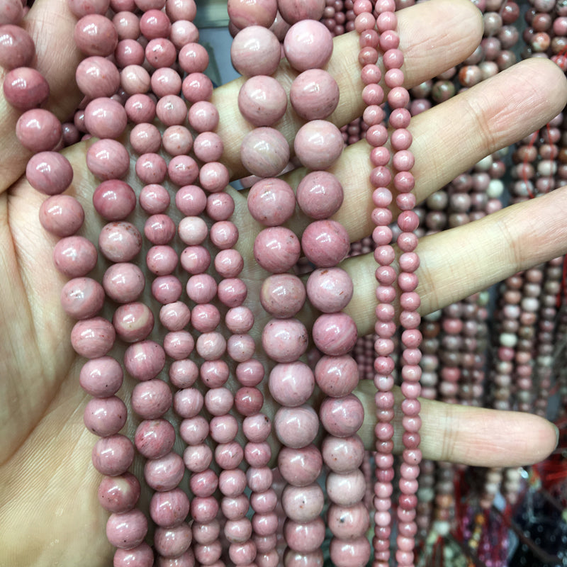 Rhodonite round beads Natural Gemstone Beads crystal DIY beads 15''