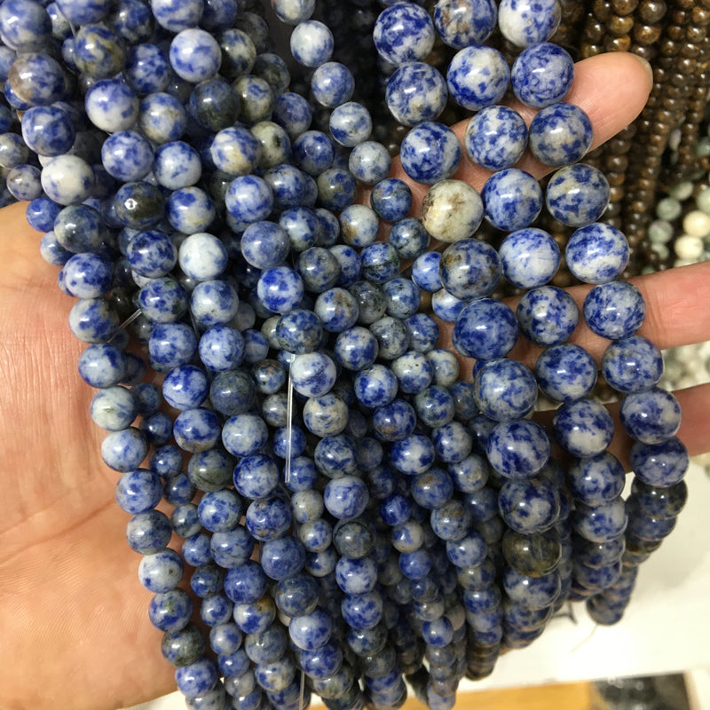 Blue Spot Jasper round beads Natural Gemstone Beads crystal DIY beads 15''