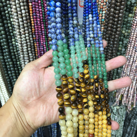 chakra round beads Natural Gemstone Beads crystal DIY beads 15''