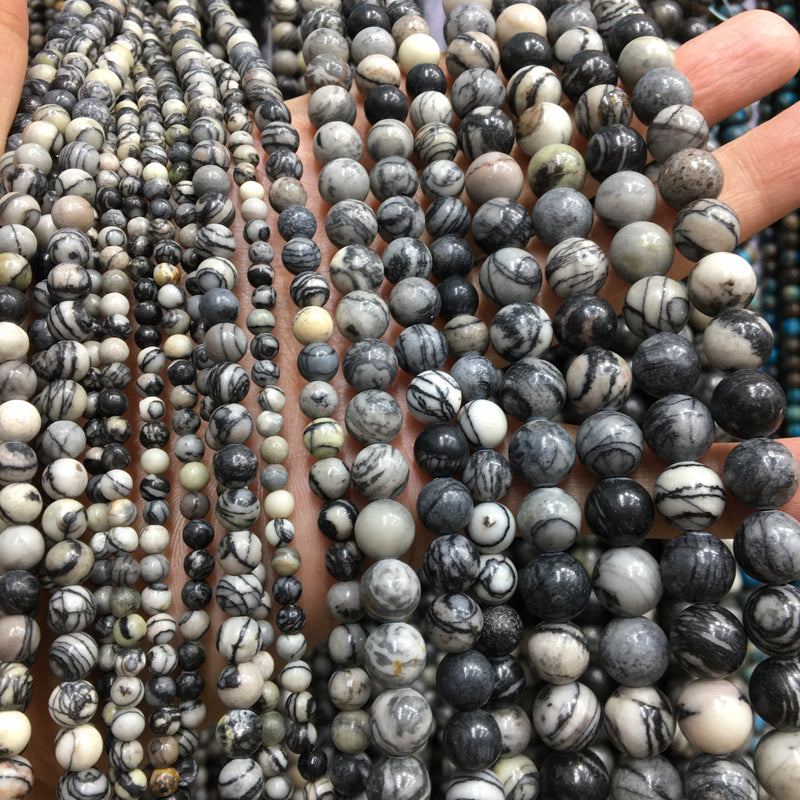 black network round beads Natural Gemstone Beads crystal DIY beads 15''