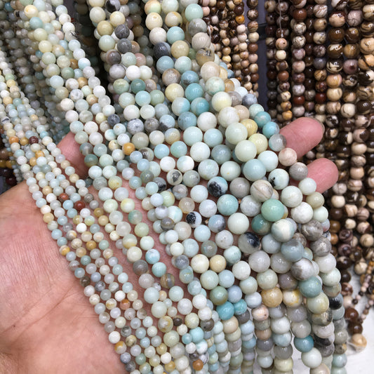 Amazonite round beads Natural Gemstone Beads crystal DIY beads 15''