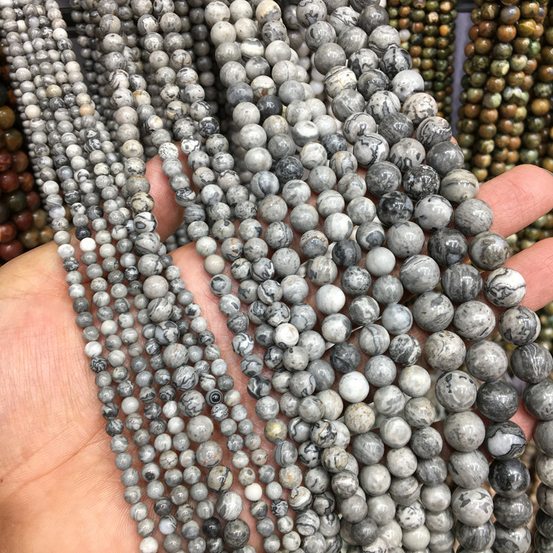 Picasso round beads Natural Gemstone Beads crystal DIY beads 15''