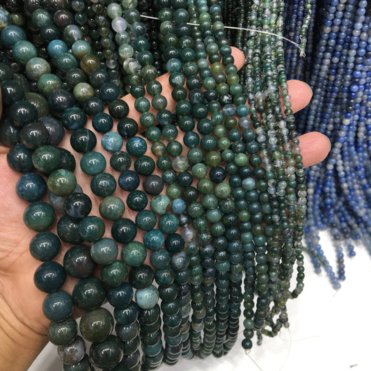 Moss Agate round beads Natural Gemstone Beads crystal DIY beads 15''