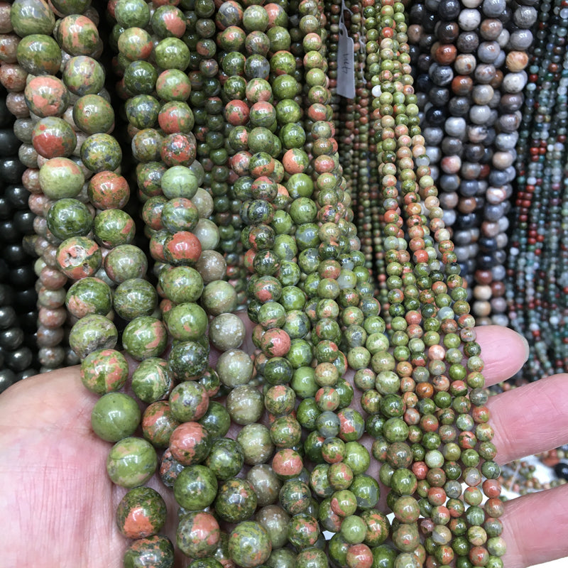 Unakite round beads Natural Gemstone Beads crystal DIY beads 15''