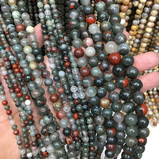 African Bloodstone round beads Natural Gemstone Beads crystal DIY beads 15''