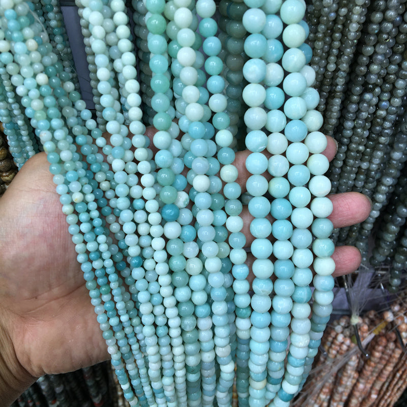 Amazonite round beads Natural Gemstone Beads crystal DIY beads 15''