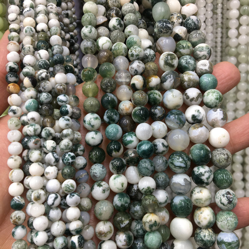 Tree Agate round beads Natural Gemstone Beads crystal DIY beads 15''