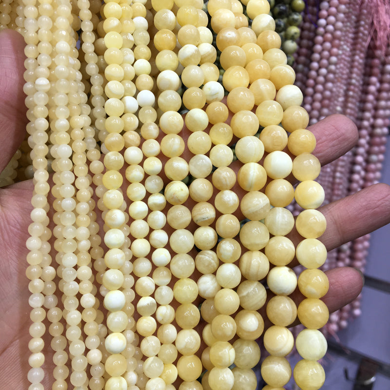 Yellow Calcite round beads Natural Gemstone Beads crystal DIY beads 15''