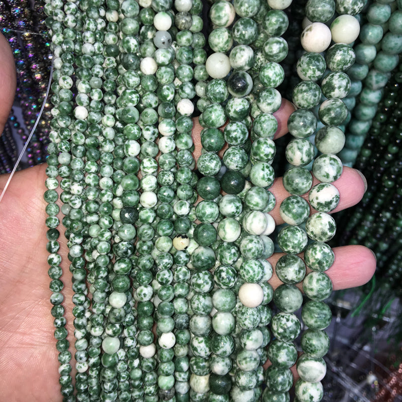 Qinghai Jade (Tree Agate) round beads Natural Gemstone Beads crystal DIY beads 15''