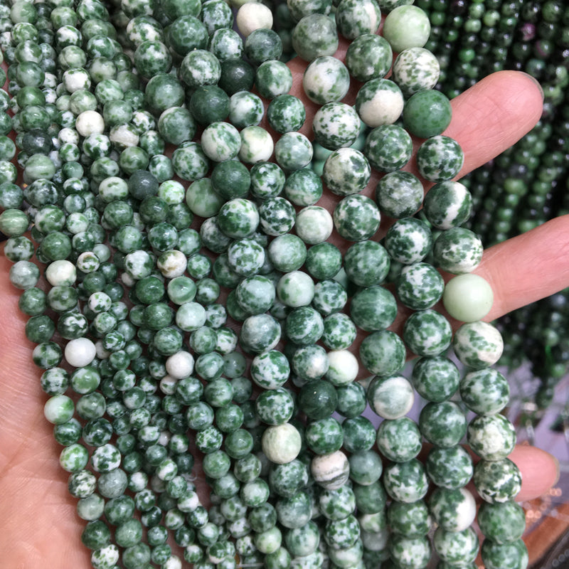 Qinghai Jade (Tree Agate) round beads Natural Gemstone Beads crystal DIY beads 15''