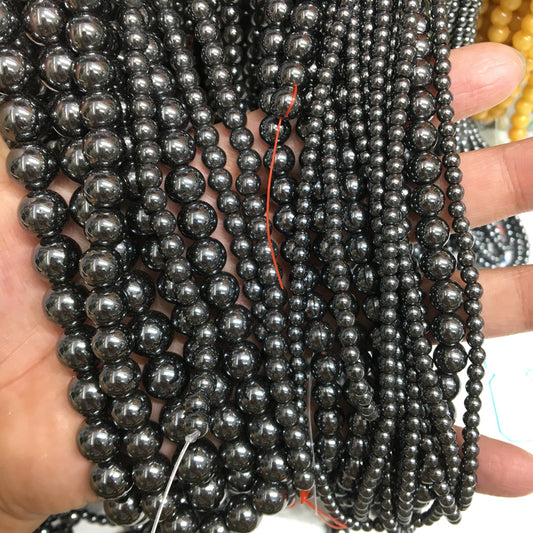 Hematite round beads Natural Gemstone Beads crystal DIY beads 15''