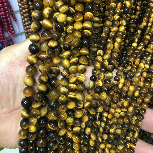 Yellow tiger eye round beads Natural Gemstone Beads crystal DIY beads 15''