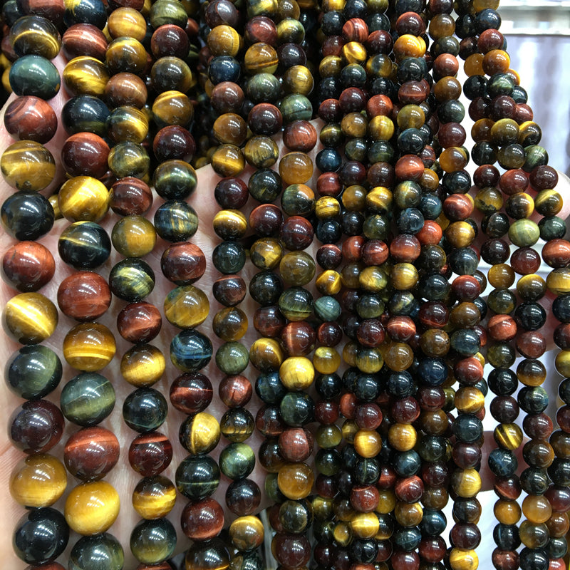 Mixed tiger eye round beads Natural Gemstone Beads crystal DIY beads 15''