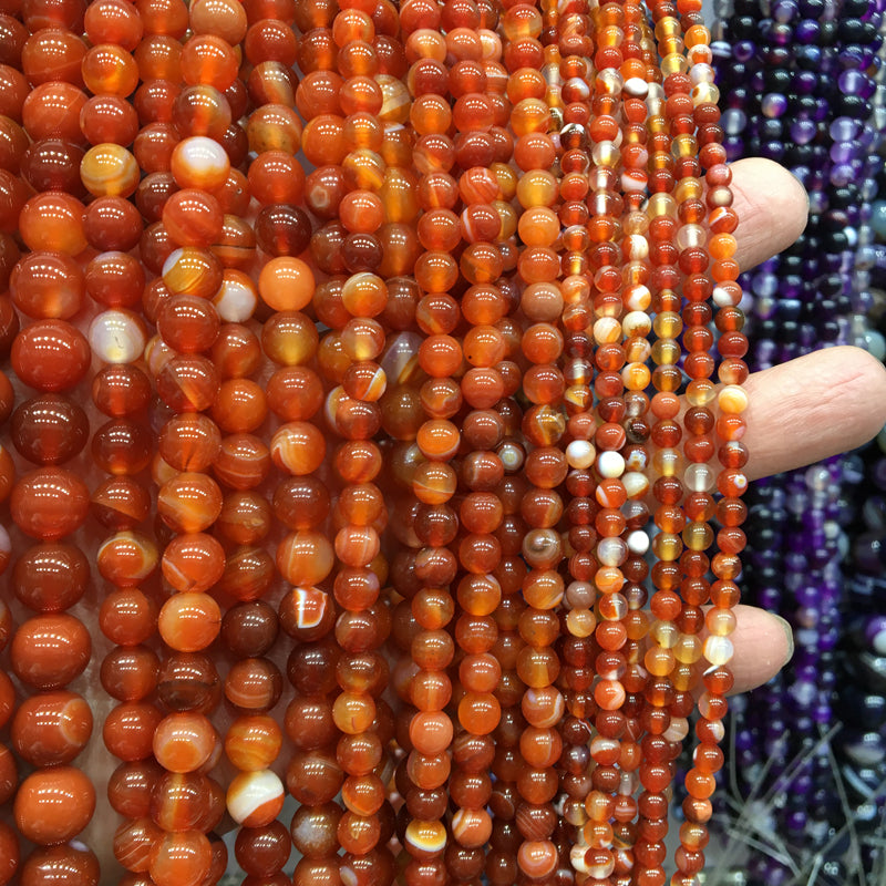 Carnelian round beads Natural Gemstone Beads crystal DIY beads 15''