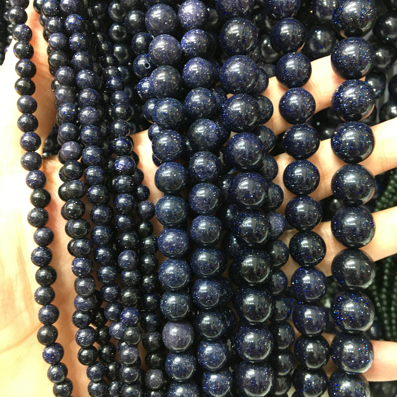 Blue Sandstone Round beads Natural Gemstone Beads crystal DIY beads 15''