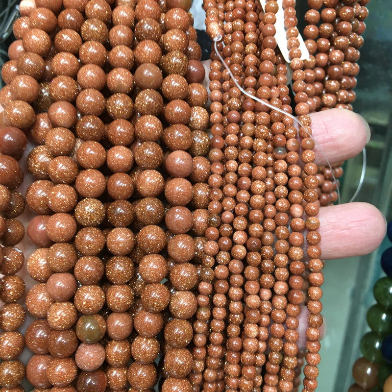 Gold Sandstone Round beads Natural Gemstone Beads crystal DIY beads 15''