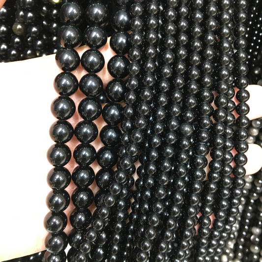 Black Obsidian Round beads Natural Gemstone Beads crystal DIY beads 15''