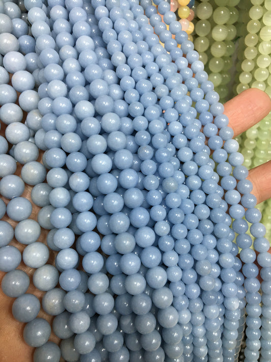 Angelite Round beads Natural Gemstone Beads crystal DIY beads 15''