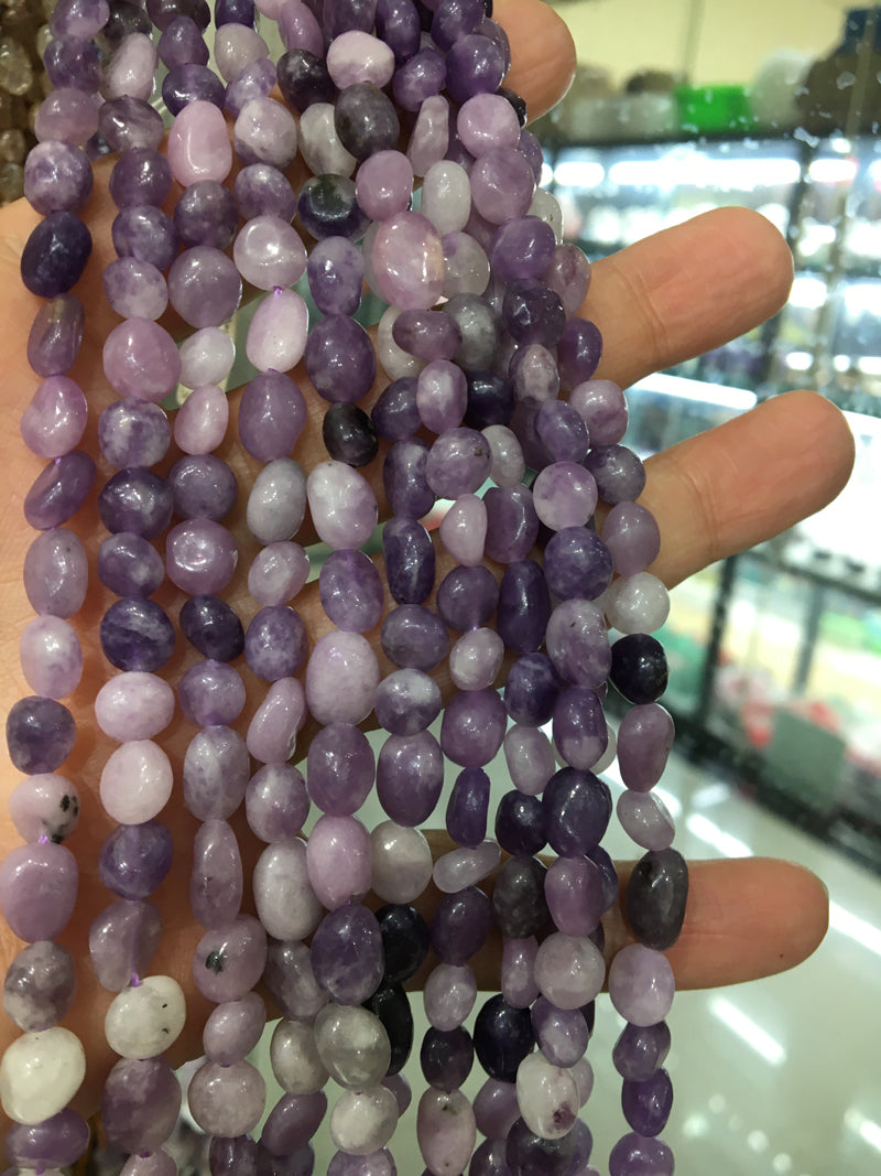 Lilac Stone Nugget Pebble Beads Gemstone Beads bracelet DIY beads 15''