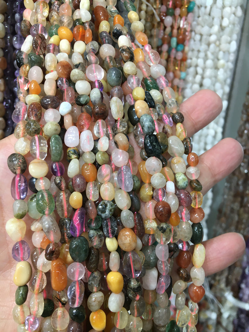 mixed gemstone Nugget Pebble Beads Gemstone Beads bracelet DIY beads 15''