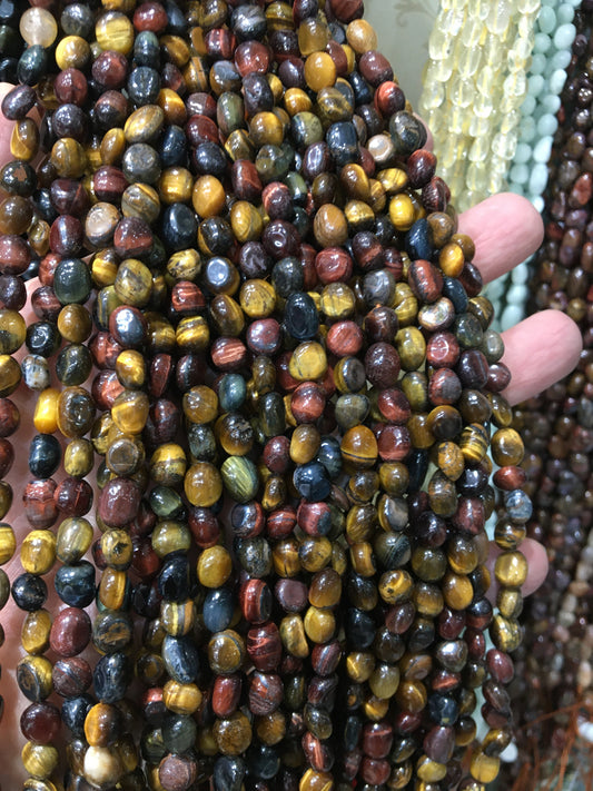 Mixed tiger eye Nugget Pebble Beads Gemstone Beads bracelet DIY beads 15''