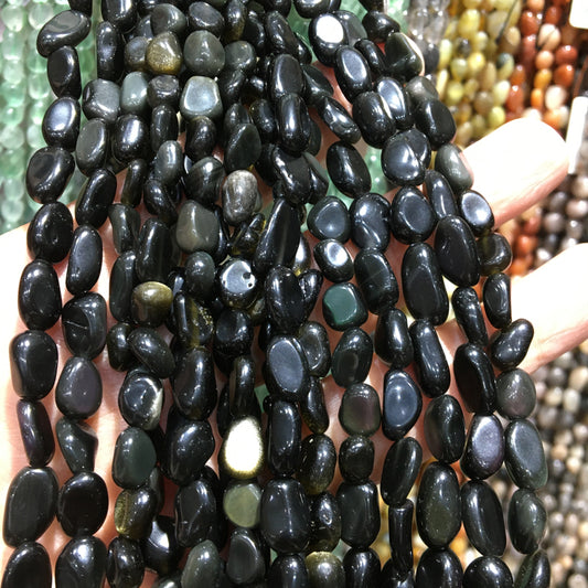 Rainbow Obsidian Nugget Pebble Beads Gemstone Beads bracelet DIY beads 15''