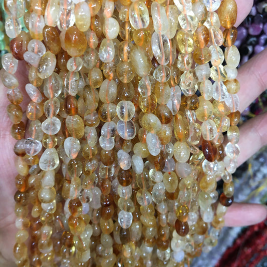 Citrine Nugget Pebble Beads Gemstone Beads bracelet DIY beads 15''