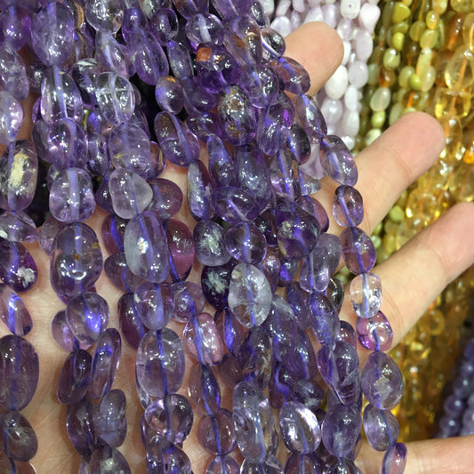 Purple Phantom Amethys Nugget Pebble Beads Gemstone Beads bracelet DIY beads 15''