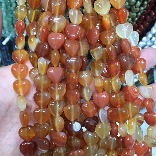 carnelian Heart Beads 12mm Gemstone Beads bracelet DIY beads 15''