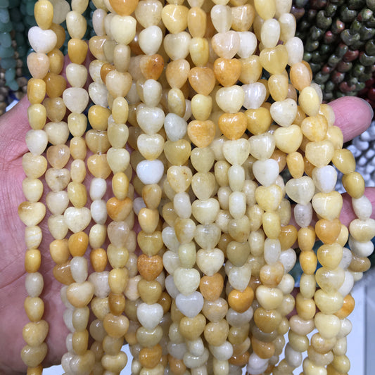 Yellow aventurine Heart Beads 10mm Gemstone Beads bracelet DIY beads 15''