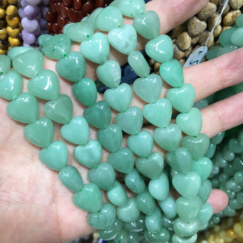 green aventurine Heart Beads 12mm Gemstone Beads bracelet DIY beads 15''