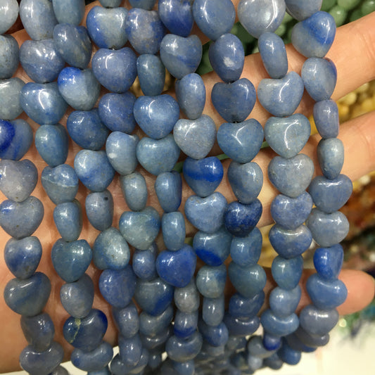 Blue aventurine Heart Beads 12mm Gemstone Beads bracelet DIY beads 15''