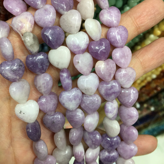 purple mica Heart Beads 12mm Gemstone Beads bracelet DIY beads 15''