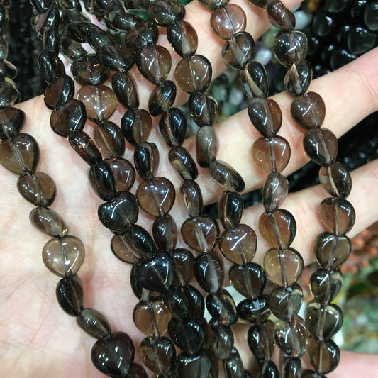 Smoky Quartz Heart Beads 10MM Gemstone Beads bracelet DIY beads 15''