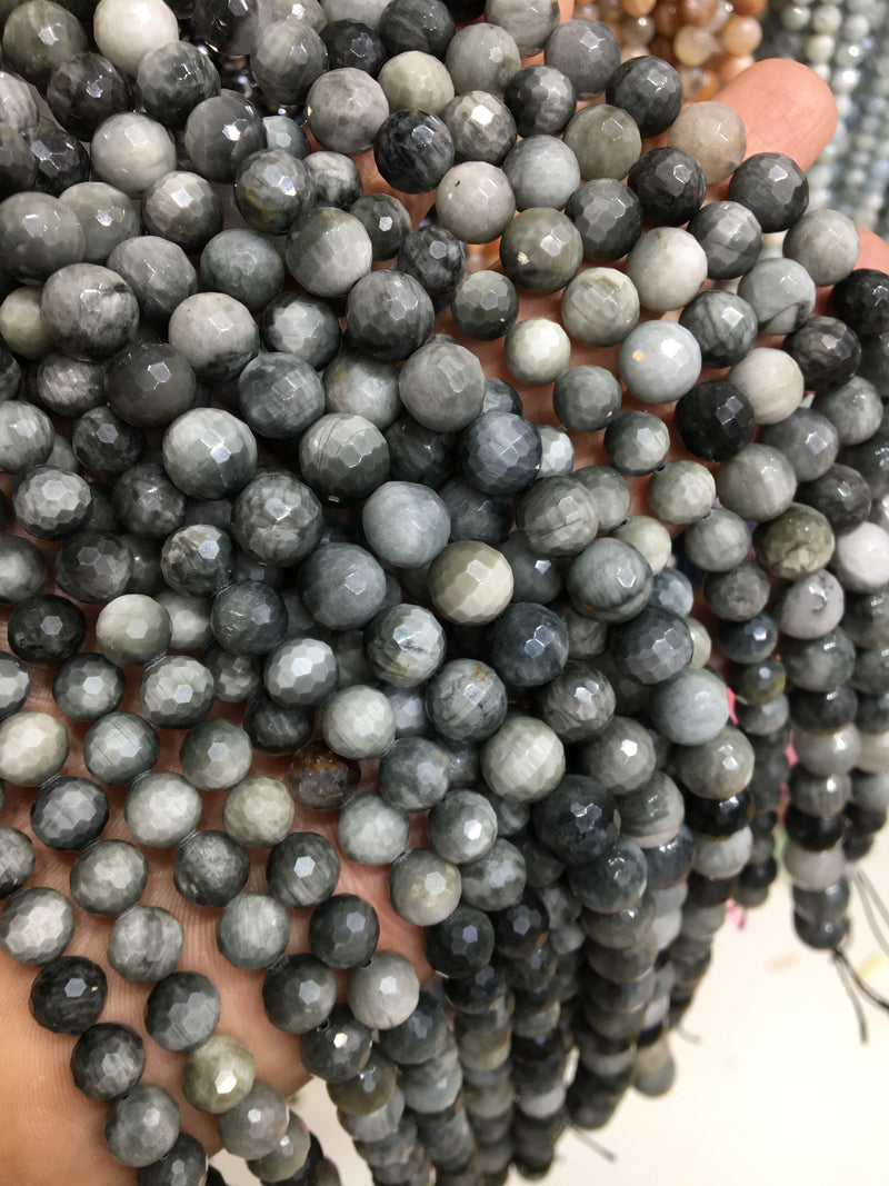 Eagle Eyes Agate 128 faceted round beads Gemstone beads Bracelet DIY beads 15''